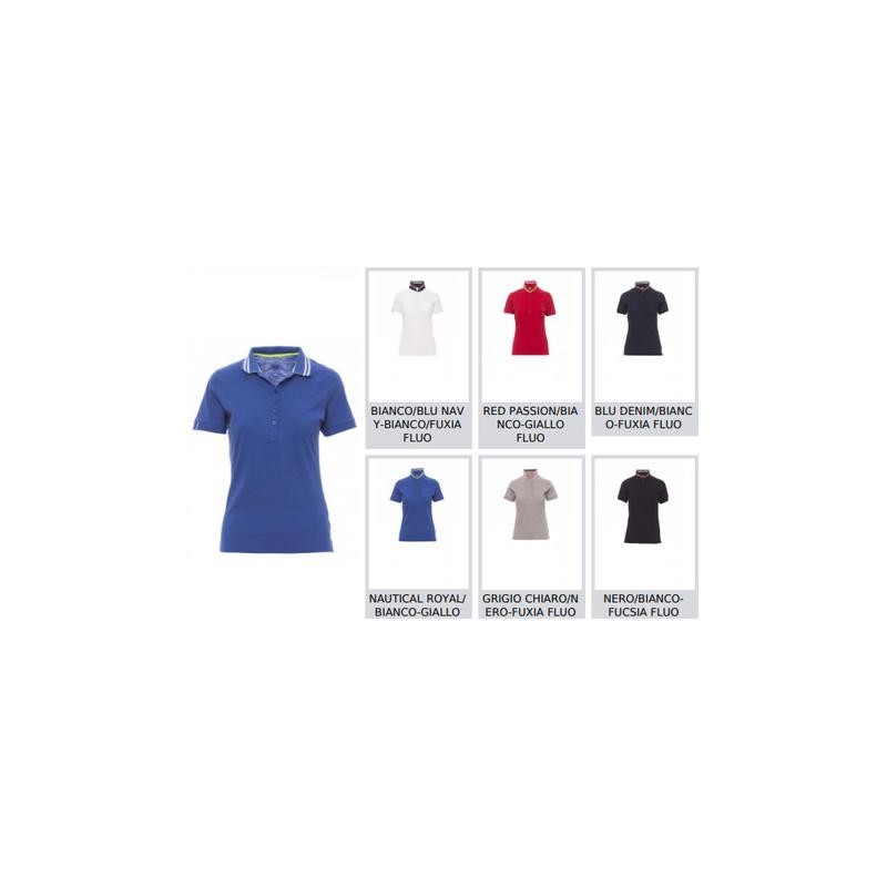 Polo NAUTIC LADY sfiancata da donna manica corta a sei bottoni in tinta effetto perlato
