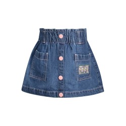 GUESS JEANS GONNA CORTA BAMBINA BLU