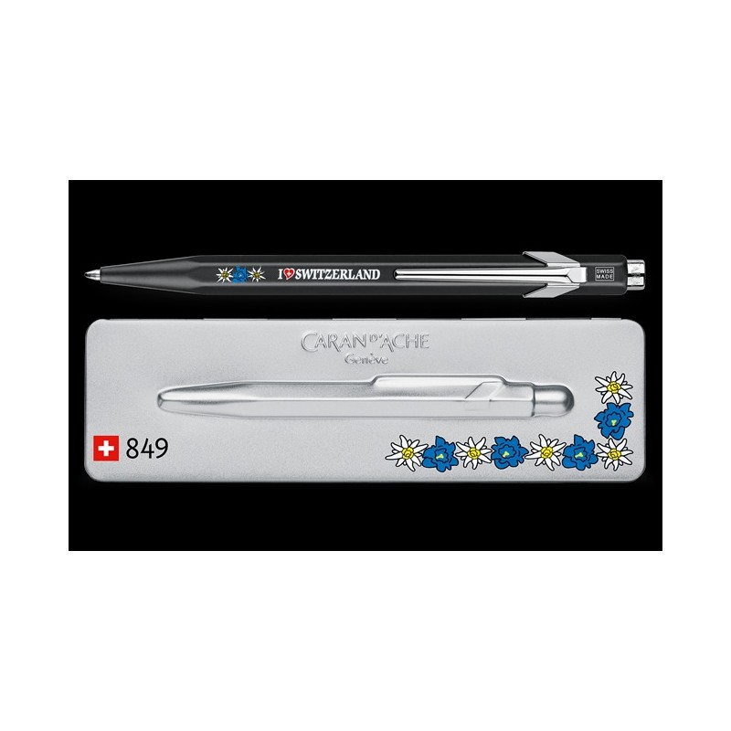 Stylo bille 849™ Totally Swiss - Edelweiss noir avec étui slimpack