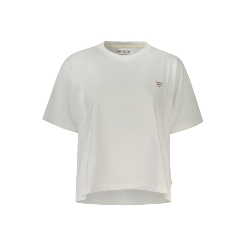 GUESS JEANS T-SHIRT MANICHE CORTE DONNA BIANCO