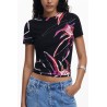 DESIGUAL T-SHIRT MANICHE CORTE DONNA NERO