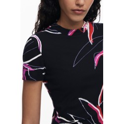 DESIGUAL T-SHIRT MANICHE CORTE DONNA NERO