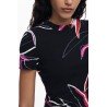 DESIGUAL T-SHIRT MANICHE CORTE DONNA NERO