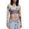DESIGUAL T-SHIRT MANICHE LUNGHE DONNA BEIGE