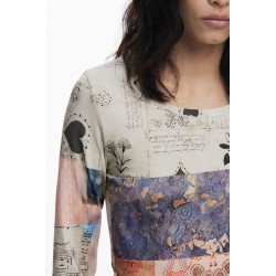 DESIGUAL T-SHIRT MANICHE LUNGHE DONNA BEIGE