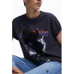 DESIGUAL T-SHIRT MANICHE CORTE DONNA NERO