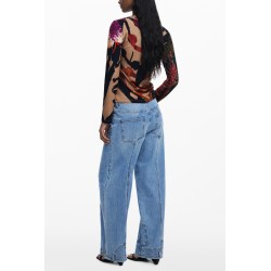 DESIGUAL T-SHIRT MANICHE LUNGHE DONNA MARRONE