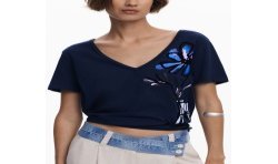 DESIGUAL T-SHIRT MANICHE CORTE DONNA BLU