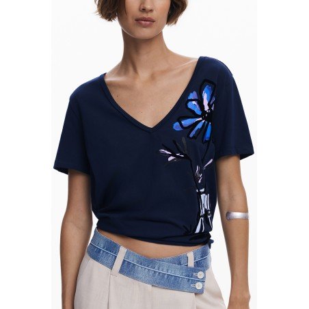 DESIGUAL T-SHIRT MANICHE CORTE DONNA BLU