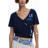 DESIGUAL T-SHIRT MANICHE CORTE DONNA BLU