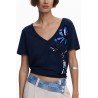 DESIGUAL T-SHIRT MANICHE CORTE DONNA BLU
