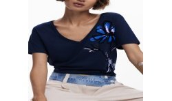 DESIGUAL T-SHIRT MANICHE CORTE DONNA BLU