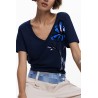 DESIGUAL T-SHIRT MANICHE CORTE DONNA BLU