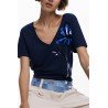 DESIGUAL T-SHIRT MANICHE CORTE DONNA BLU