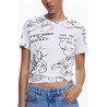 DESIGUAL T-SHIRT MANICHE CORTE DONNA BIANCO