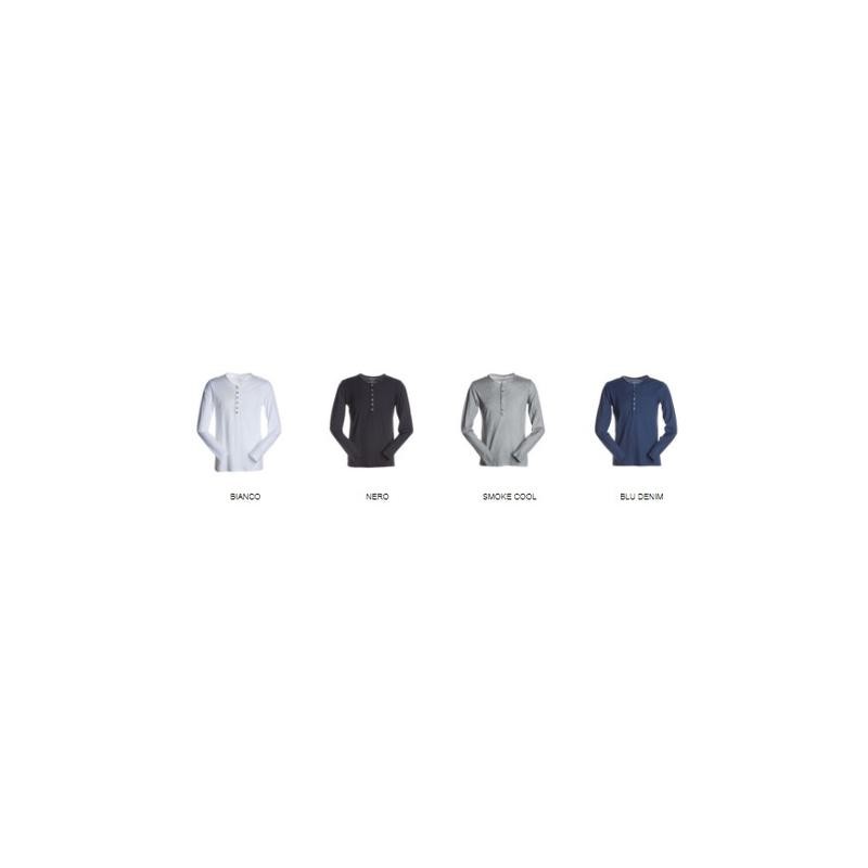 T-Shirt METROPOLITAN manica lunga girocollo a sei bottoni