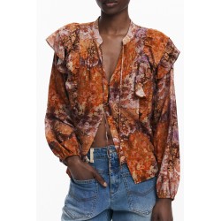 DESIGUAL CAMICIA MANICHE LUNGHE DONNA ARANCIO
