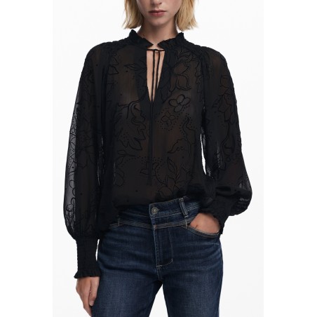 DESIGUAL CAMICIA MANICHE LUNGHE DONNA NERO