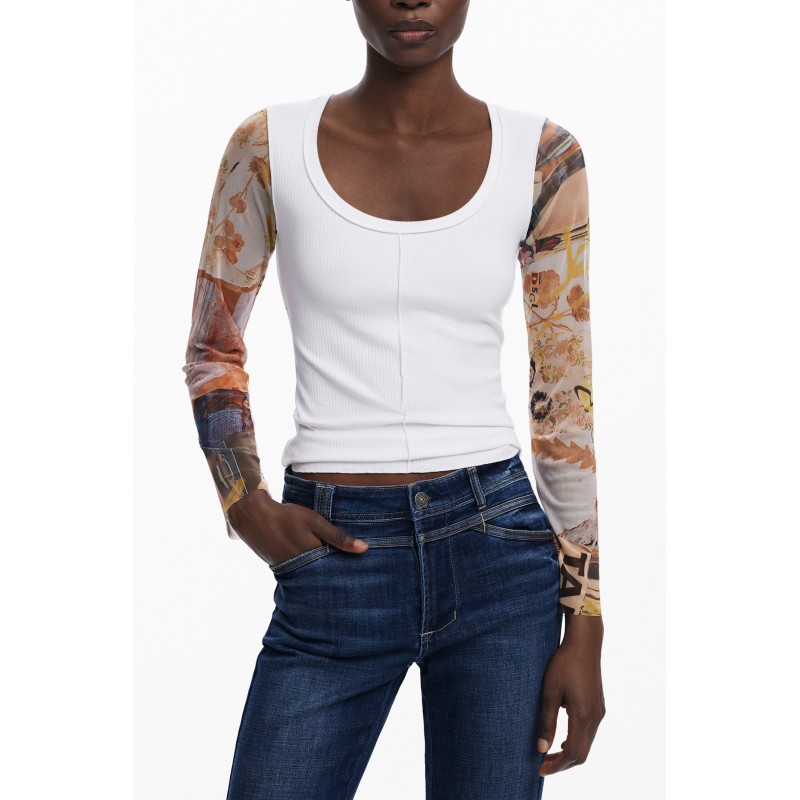 DESIGUAL MAGLIA DONNA BIANCO