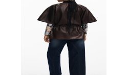 DESIGUAL PONCHO DONNA MARRONE