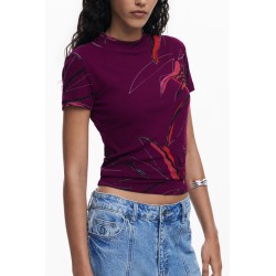 DESIGUAL T-SHIRT MANICHE CORTE DONNA VIOLA