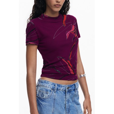 DESIGUAL T-SHIRT MANICHE CORTE DONNA VIOLA