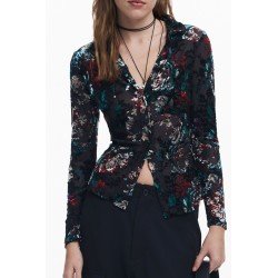 DESIGUAL CAMICIA MANICHE LUNGHE DONNA NERO