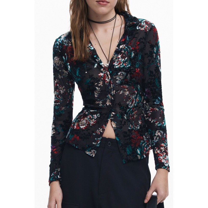 DESIGUAL CAMICIA MANICHE LUNGHE DONNA NERO