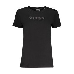 GUESS JEANS T-SHIRT MANICHE CORTE DONNA NERO