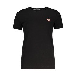 GUESS JEANS T-SHIRT MANICHE CORTE DONNA NERO