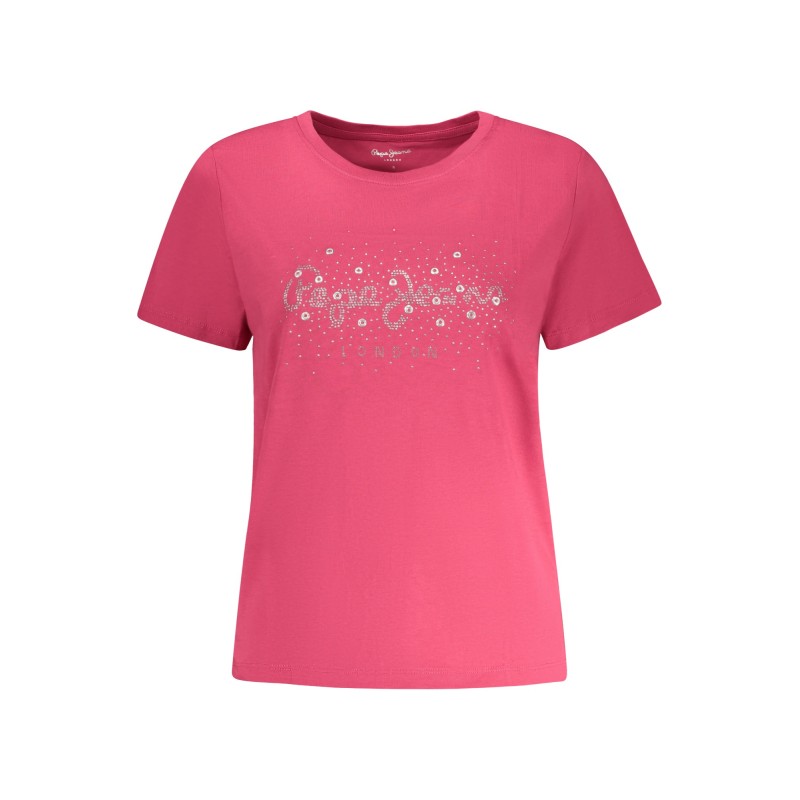 PEPE JEANS T-SHIRT MANICHE CORTE DONNA ROSA