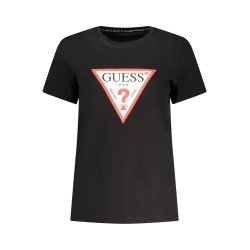 GUESS JEANS T-SHIRT MANICHE CORTE DONNA NERO