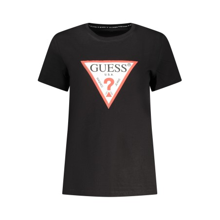 GUESS JEANS T-SHIRT MANICHE CORTE DONNA NERO