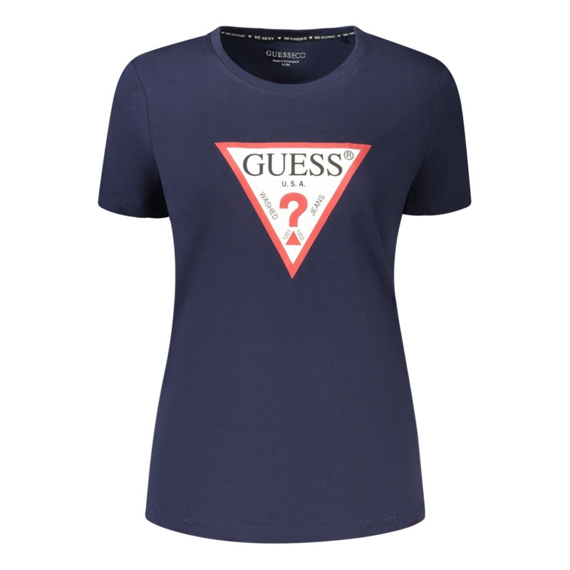 GUESS JEANS T-SHIRT MANICHE CORTE DONNA BLU