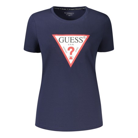GUESS JEANS T-SHIRT MANICHE CORTE DONNA BLU
