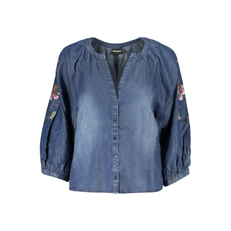 DESIGUAL CAMICIA MANICHE LUNGHE DONNA BLU