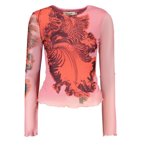 DESIGUAL T-SHIRT MANICHE LUNGHE DONNA ROSA