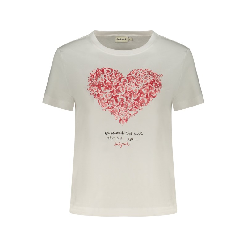 DESIGUAL T-SHIRT MANICHE CORTE DONNA BIANCO