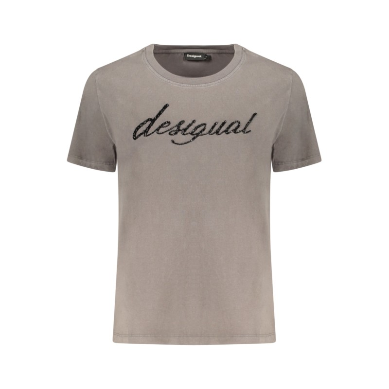 DESIGUAL T-SHIRT MANICHE CORTE DONNA GRIGIO