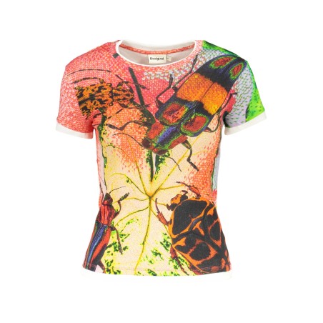 DESIGUAL T-SHIRT MANICHE CORTE DONNA ROSSO