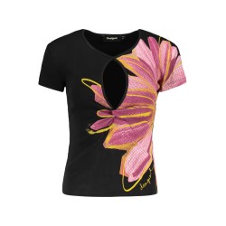 DESIGUAL T-SHIRT MANICHE CORTE DONNA NERO