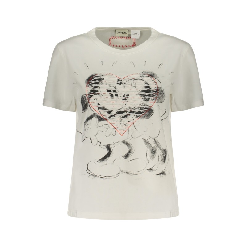 DESIGUAL T-SHIRT MANICHE CORTE DONNA BIANCO