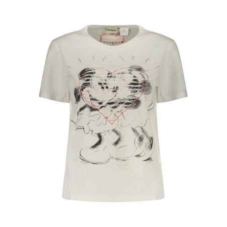 DESIGUAL T-SHIRT MANICHE CORTE DONNA BIANCO