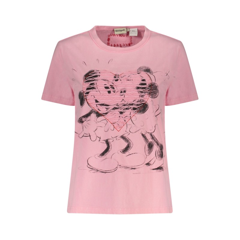 DESIGUAL T-SHIRT MANICHE CORTE DONNA ROSA