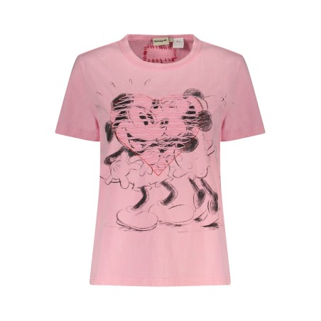 DESIGUAL T-SHIRT MANICHE CORTE DONNA ROSA