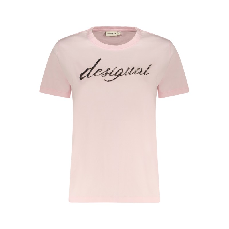 DESIGUAL T-SHIRT MANICHE CORTE DONNA ROSA