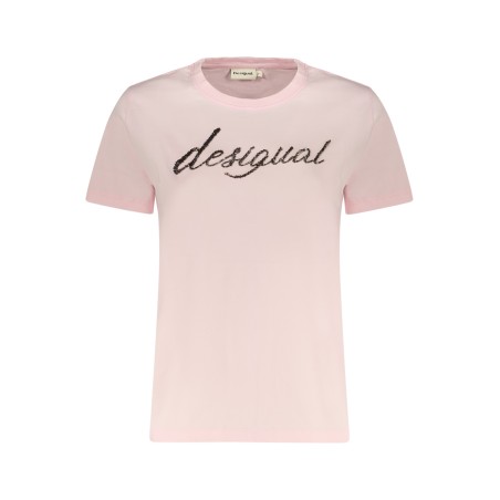 DESIGUAL T-SHIRT MANICHE CORTE DONNA ROSA