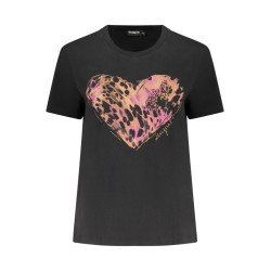 DESIGUAL T-SHIRT MANICHE CORTE DONNA NERO