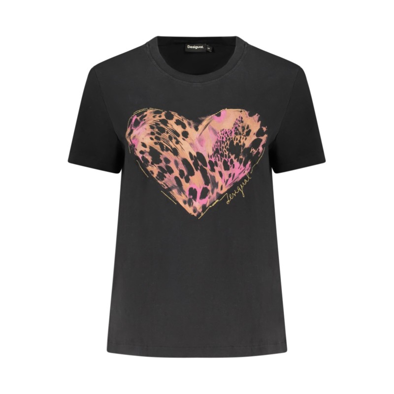 DESIGUAL T-SHIRT MANICHE CORTE DONNA NERO