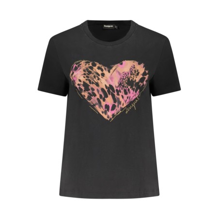 DESIGUAL T-SHIRT MANICHE CORTE DONNA NERO